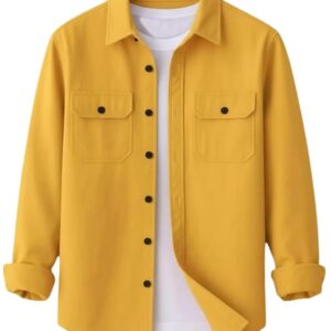 DEELMO Men’s Stylish Cotton Blend Casual Shirt || Full Sleeve Button-Down Shirt with Dual Flap Pockets